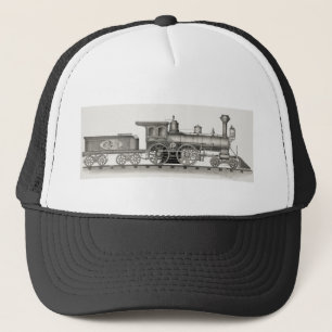Graue Eisenbahn-Dampfmaschine Vintage Truckerkappe