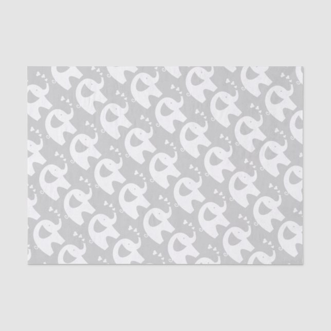 Graue Elefanten Baby Dusche Geschenkpapier Seidenpapier (Vorderseite)