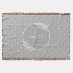 Graue Elegant Damask Personalisierte Knochendecke Decke