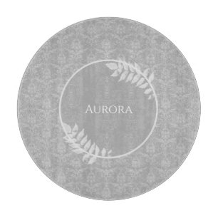 Graue Elegant Damask Personalisierte Schneidplatte Schneidebrett