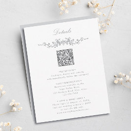 Graue Elegant QR Code Hochzeitsdetails Begleitkarte