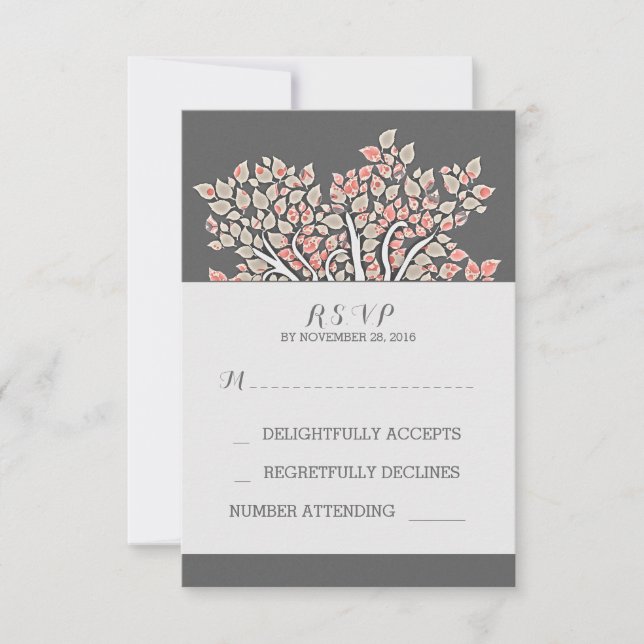 Graue, elegante alte Baumzweige Hochzeit RSVP-Kart RSVP Karte (Vorderseite)