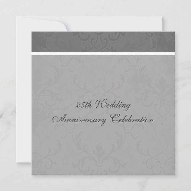 Graue Elegante Einladungen zum Hochzeitstag (Vorderseite)