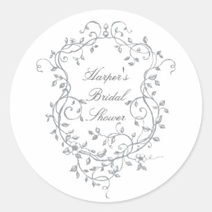 Graue elegante französische viktorianische Brautpa Runder Aufkleber
