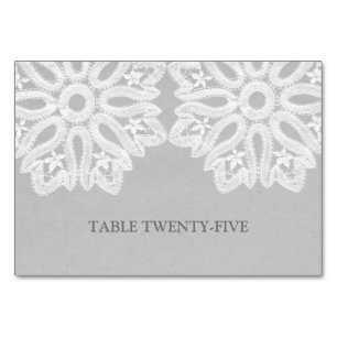 Graue, elegante Tischkarte Tischnummer