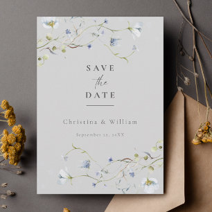 Graue Elegante Wildblume Hochzeit speichern das Da Einladung
