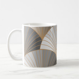 Graue Elemente mit goldener Kontur. nahtloses Must Kaffeetasse