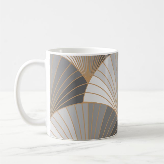 Graue Elemente mit goldener Kontur. nahtloses Must Kaffeetasse (Links)