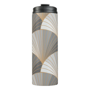 Graue Elemente mit goldener Kontur. nahtloses Must Thermosbecher