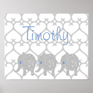 Graue Elephant Baby Kinderzimmer Art Poster