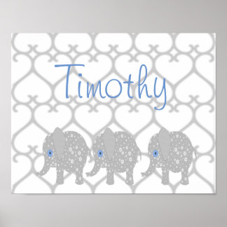 Graue Elephant Baby Kinderzimmer Art Poster