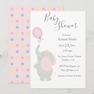 Graue Elephant Balloon Minimalistische Babydusche Einladung