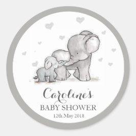 Graue Elephant Liebe Blue Baby Shower Sticker 