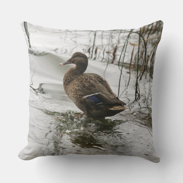 Graue Ente im Dunkeln des Sees Kissen (Vorderseite)