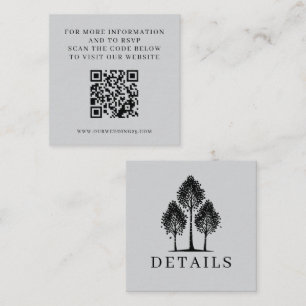 Graue Eschenbaum-Hochzeits-QR Begleitkarte