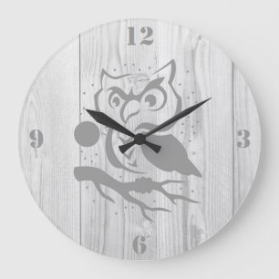 Graue Eulen-Wanduhr Große Wanduhr