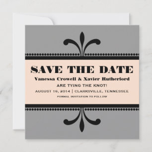 Graue/Extravagante Kunst-Déco Save the Date einlad