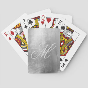 Graue Extravagante Monogram Shiny Imitate Silberfo Spielkarten