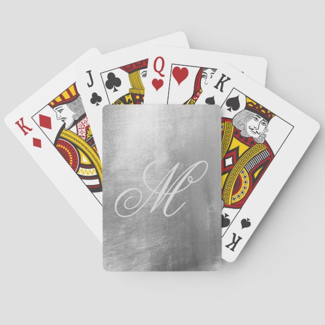 Graue Extravagante Monogram Shiny Imitate Silberfo Spielkarten (Rückseite)