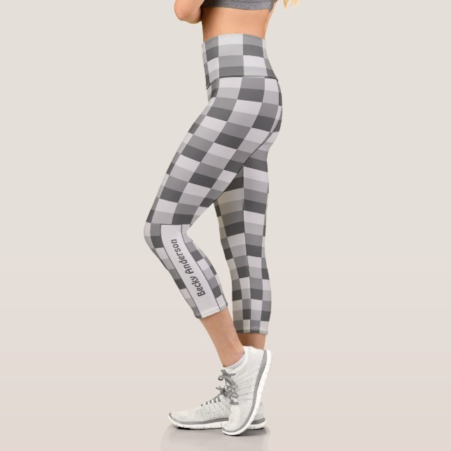 Graue Farbblöcke Capri Leggings (Links)