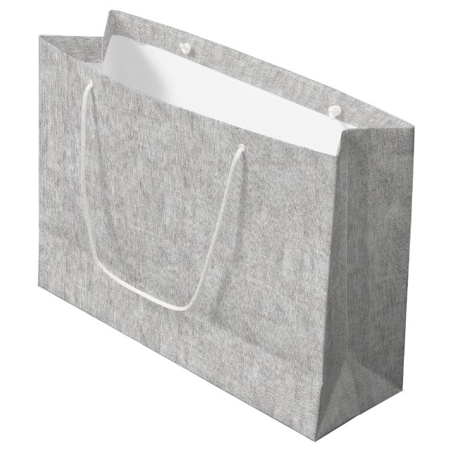 Graue Faux-Linene-Hochzeit Große Geschenktüte (Vorderseite Schrägansicht)
