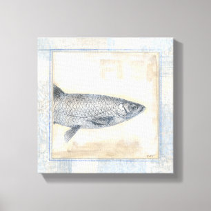 Graue Fische auf beige Hintergrund Leinwanddruck