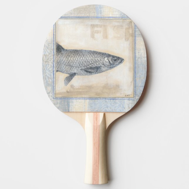 Graue Fische auf beige Hintergrund Tischtennis Schläger (Vorderseite)