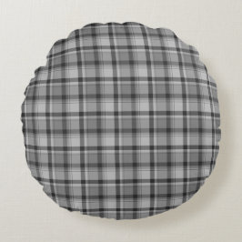 Graue Flanellprint, Rundwurfkissen (16") Rundes Kissen