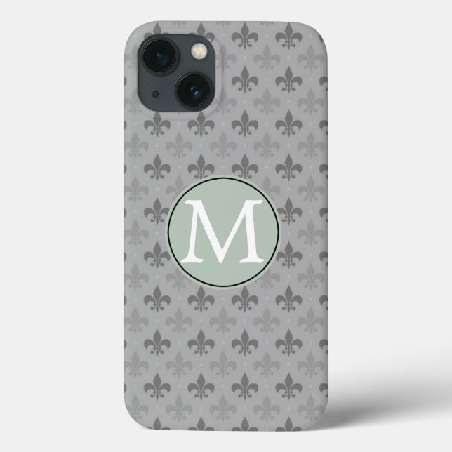 Graue Fleur de lis Case-Mate iPhone Hülle (Rückseite)
