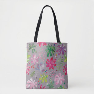 Graue Flieder-Blumen-Burst-Muster-Tasche Tasche