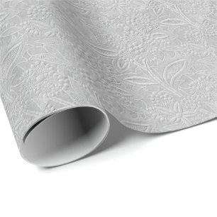 Graue floral geprägte Optik Geschenkpapier