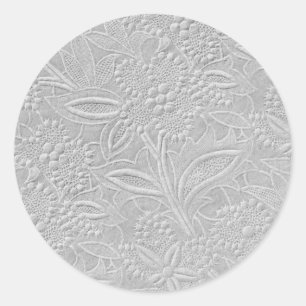 Graue floral geprägte Optik Runder Aufkleber