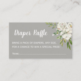 Graue florale Chic Baby Dusche Windeln Raffel Tick Begleitkarte