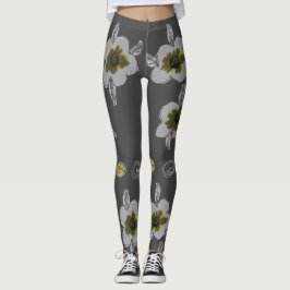 Graue Flower Print Leggings
