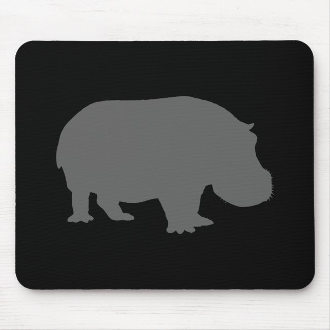 Graue Flusspferd-Silhouette Mousepad (Vorne)