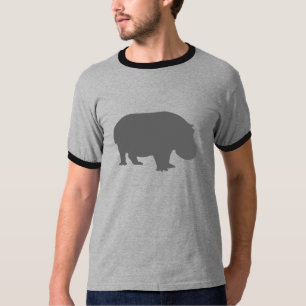 Graue Flusspferd-Silhouette T-Shirt