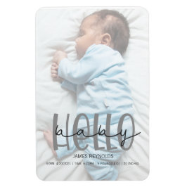 Graue Foto-Geburtskarte Magnet