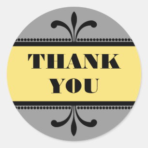 Graue/gelbe Extravagante Art Deco Danke Stickers