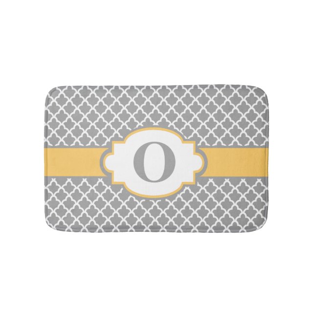 Graue gelbe Quatrefoil Badematte (Vorderseite)