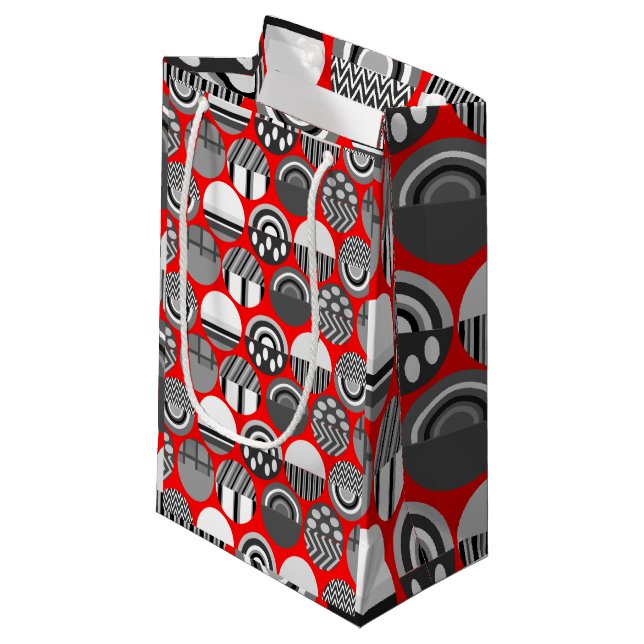Graue Gemusterte Ovale Kleine Geschenktüte (Vorderseite Schrägansicht)