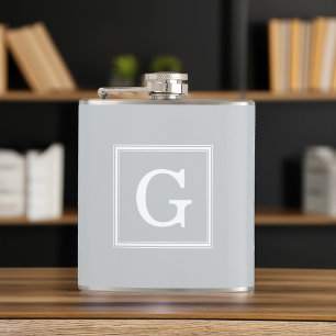 Graue Gerahmte Monogramm Flachmann