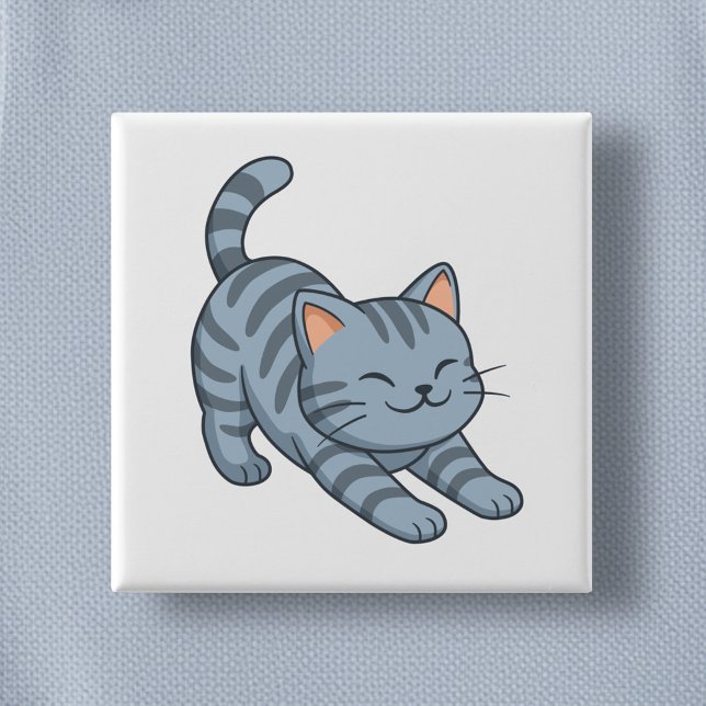 Graue gestreifte Streckkatze Button (Von Creator hochgeladen)