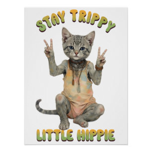 Graue getigerte Katze Boho Stay Trippy Little Hipp Poster