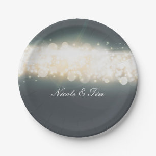 Graue Glitzerlichter Sky Blast Hochzeitsplatten Pappteller
