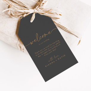 Graue Gold Classic Wedding Willkommen Geschenkanhänger