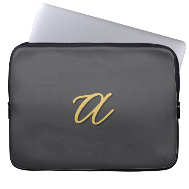 Graue Gold-Farb Monogramm Professional Laptopschutzhülle (Vorderseite)