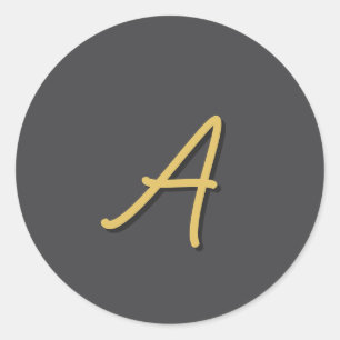 Graue Gold-Farb Monogramm Professional Runder Aufkleber