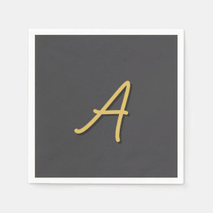 Graue Gold-Farb Monogramm Professional Serviette