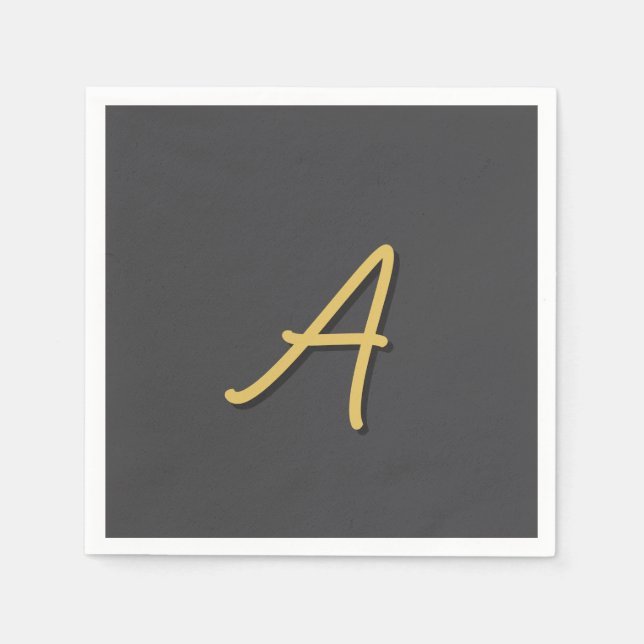 Graue Gold-Farb Monogramm Professional Serviette (Vorderseite)