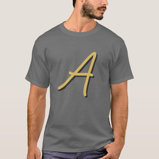 Graue Gold-Farb Monogramm Professional T-Shirt (Vorderseite)